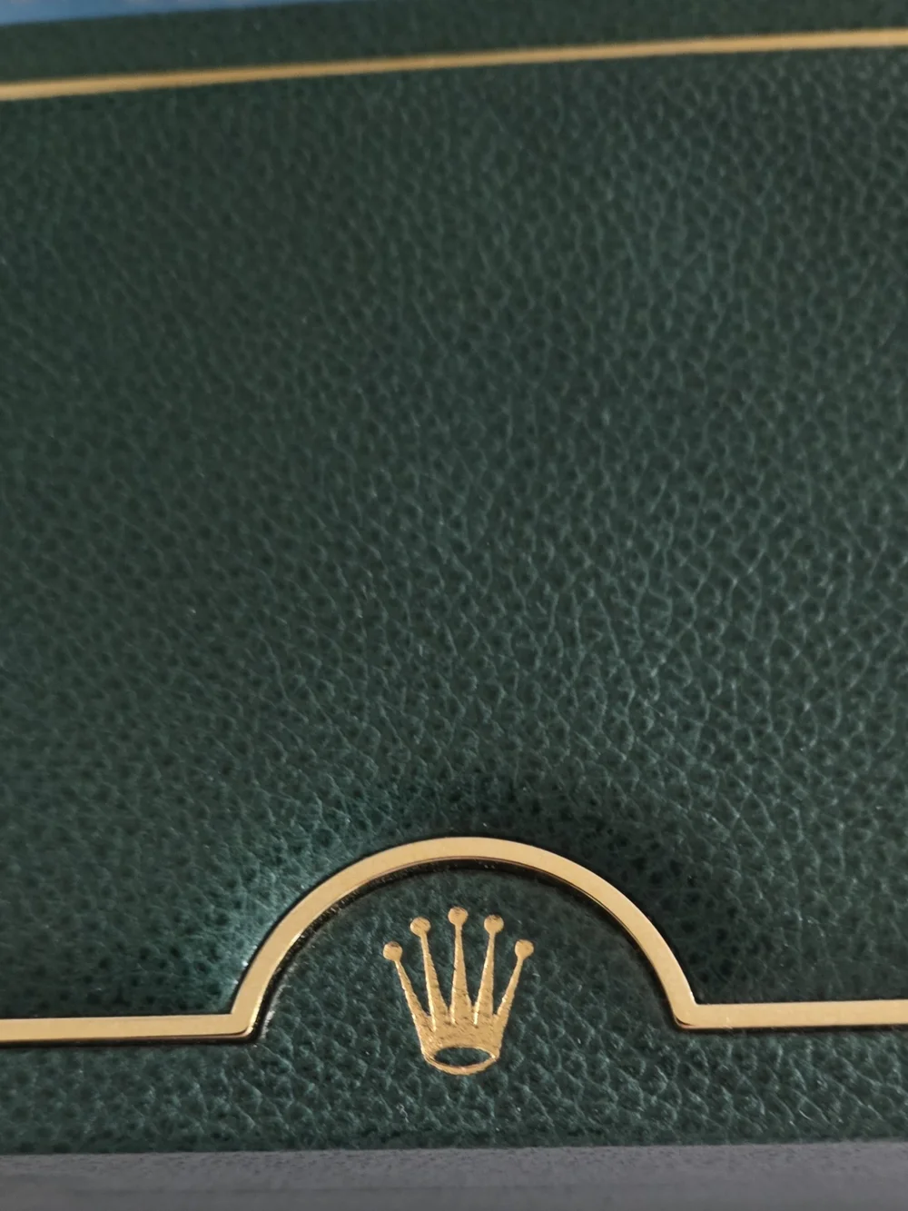 Rolex Dark Green Leather Authentic Case with Gold Rolex Crown Detail